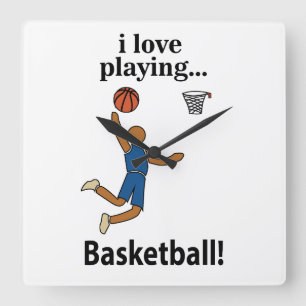 Basketball I Love Playing Basketball Square Wall Clock