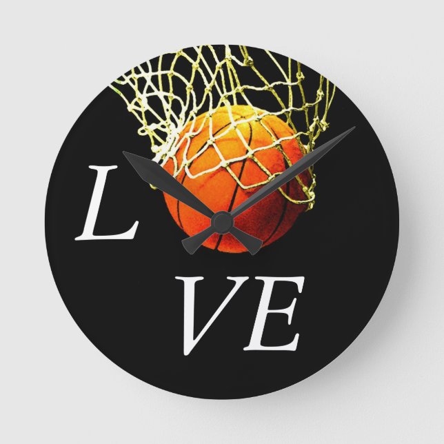 Basketball I Love Round Clock (Front)