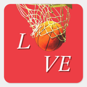 Basketball I Love Square Sticker