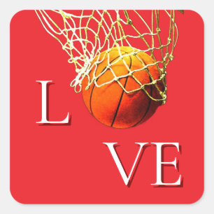 Basketball I Love Square Sticker