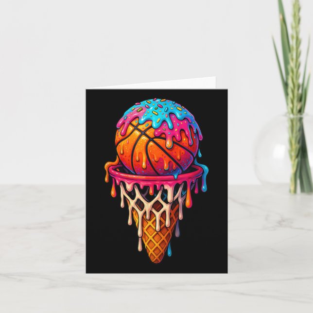 Basketball Ice Cream Drip For Boys Girls Youth Bas Card (Front)