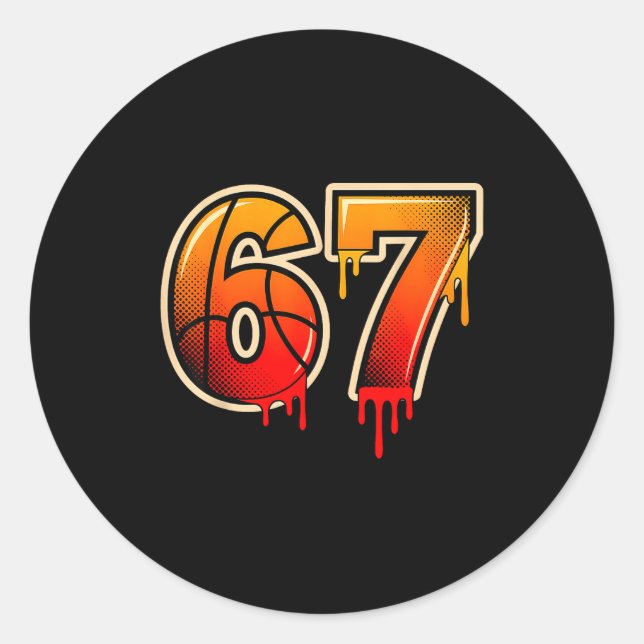 Basketball Ice Cream Drip Funny 67 Six Seven Gen A Classic Round Sticker (Front)