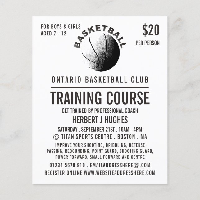 Basketball Icon, Basketball Training Course Flyer (Front)