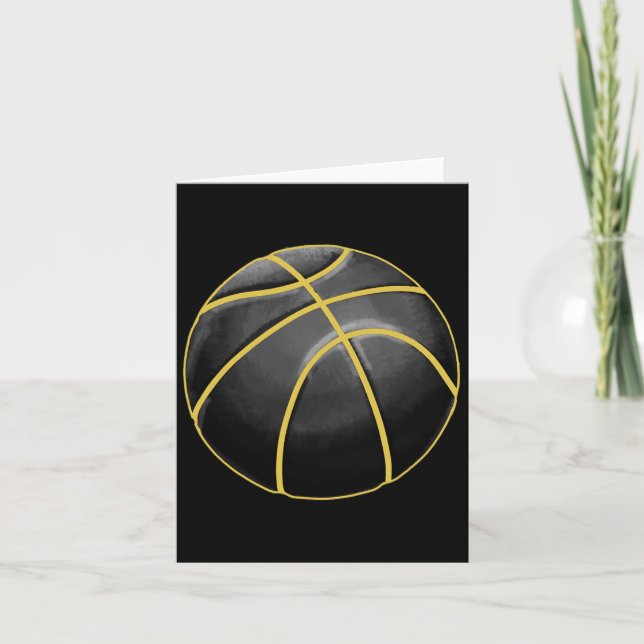 Basketball Illustration Black Gold Ball Design Str Card (Front)