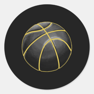 Basketball Illustration Black Gold Ball Design Str Classic Round Sticker