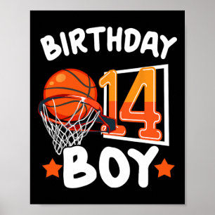 Basketball Im 14 Years Old 14th Birthday Boy Decor