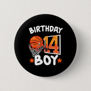 Basketball Im 14 Years Old 14th Birthday Boy Decor 6 Cm Round Badge