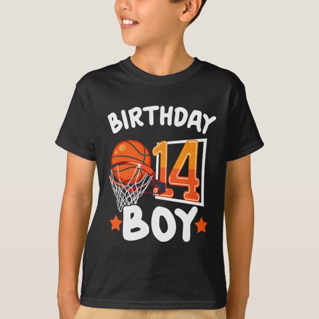 Basketball Im 14 Years Old 14th Birthday Boy Decor T-Shirt (Front)