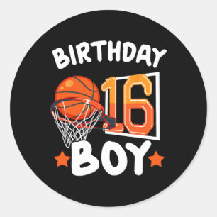 Basketball Im 16 Years Old 16th Birthday Boy Decor Classic Round Sticker