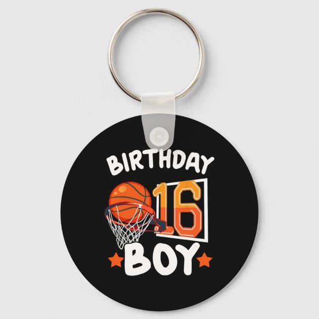 Basketball Im 16 Years Old 16th Birthday Boy Decor Key Ring (Front)