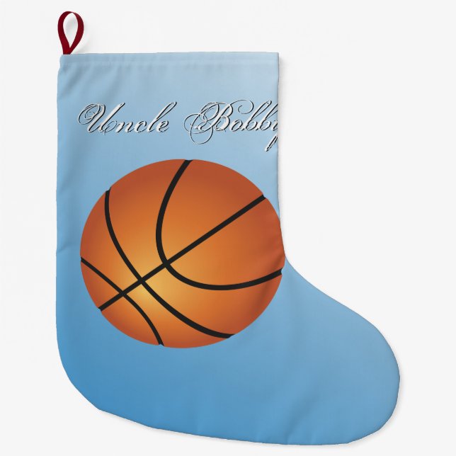 Basketball Image 🏀 Monogram Budget Special  Large Christmas Stocking (Front)