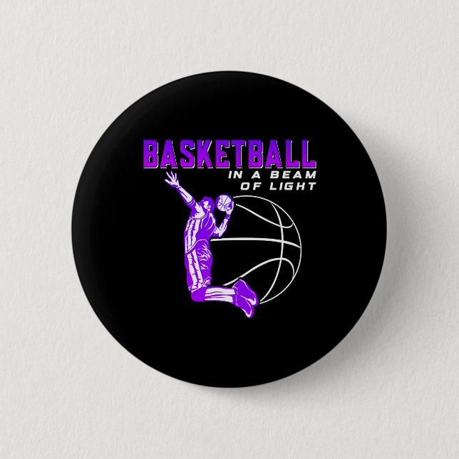 Basketball in a beam of light 6 cm round badge (Front)