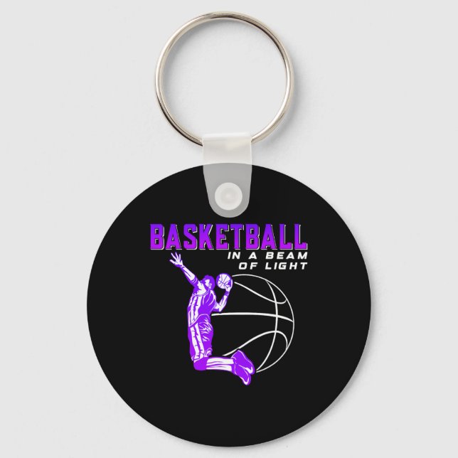 Basketball in a beam of light key ring (Front)