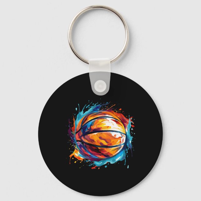Basketball In Art Design 1  Key Ring (Front)