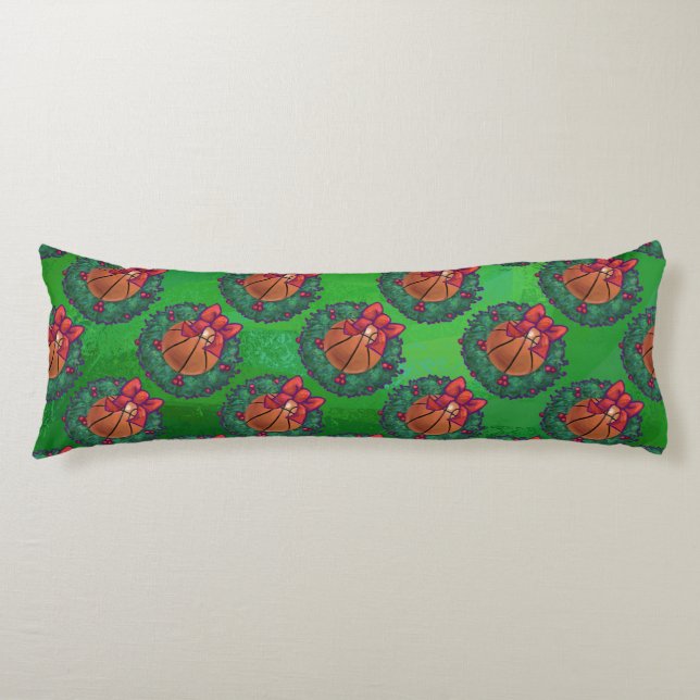 Basketball in Christmas Wreath Body Cushion (Front)