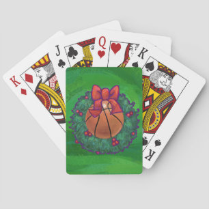 Basketball in Christmas Wreath Playing Cards
