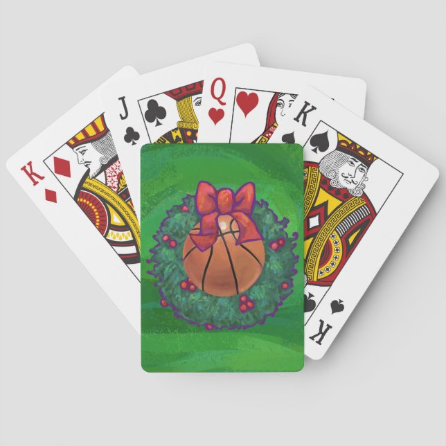 Basketball in Christmas Wreath Playing Cards (Back)