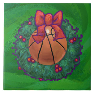 Basketball in Christmas Wreath Tile