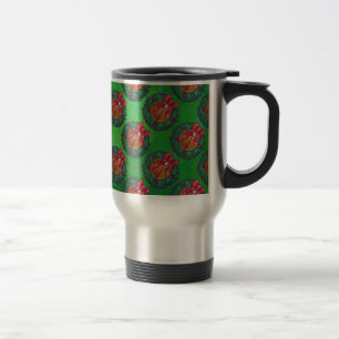 Basketball in Christmas Wreath Travel Mug