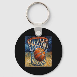 Basketball In Flight Swishing The Net  Key Ring