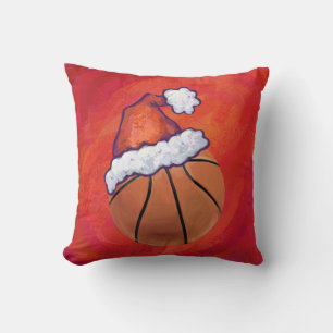 Basketball in Santa Hat Cushion