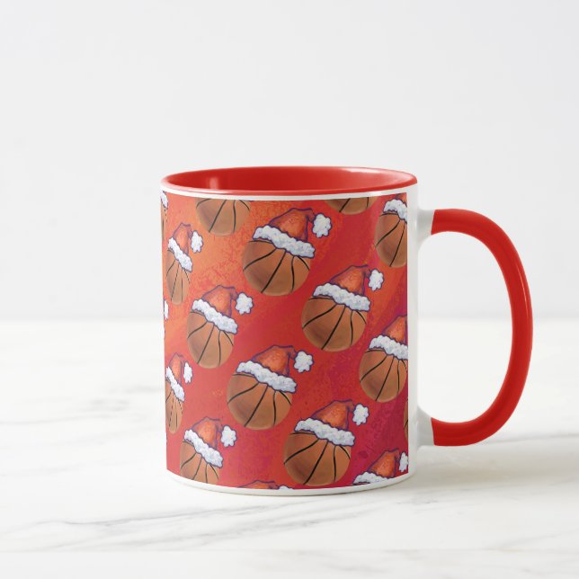Basketball in Santa Hat Pattern Mug (Right)