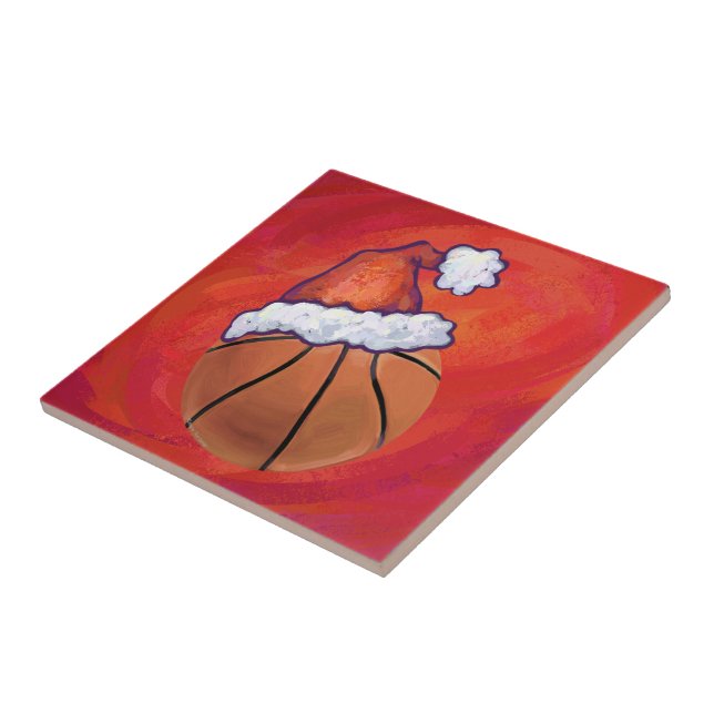 Basketball in Santa Hat Tile (Side)