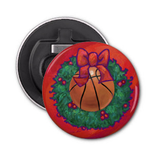 Basketball Inside Christmas Wreath Bottle Opener