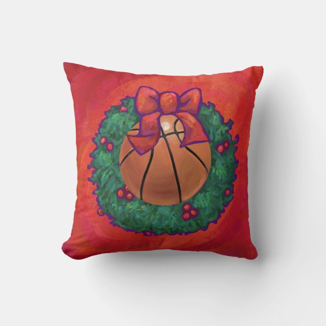 Basketball Inside Christmas Wreath Cushion (Front)