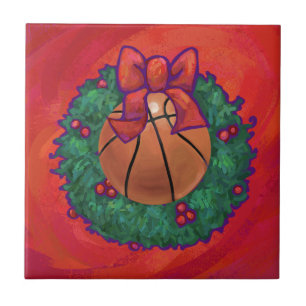 Basketball Inside Christmas Wreath Tile