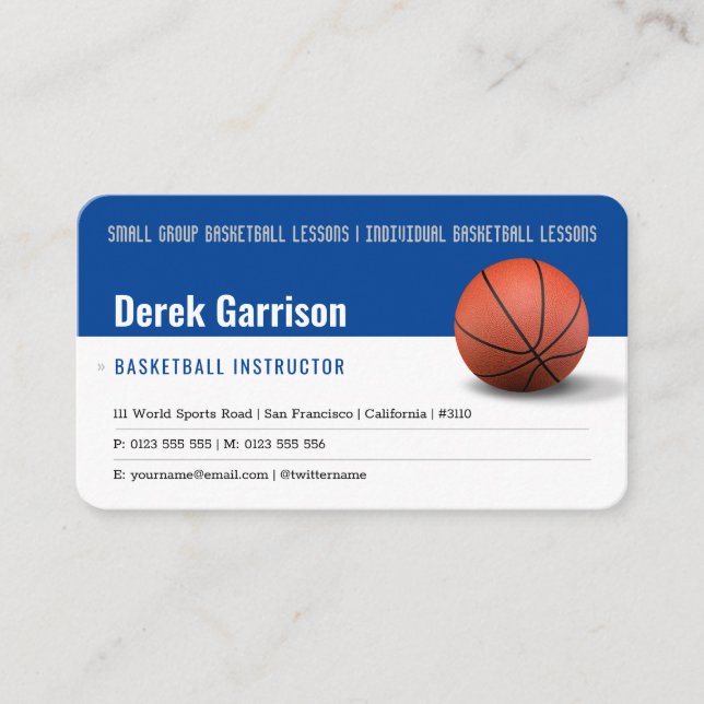 Basketball Instructor | Coach | Trainer Business C Business Card (Front)