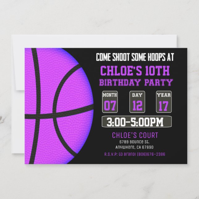 Basketball Invitation - Sports Invitation Girl (Front)