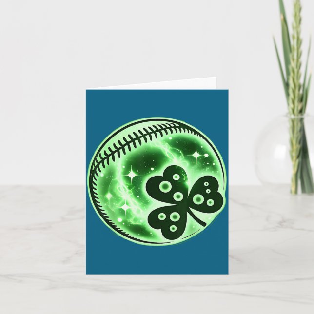 Basketball Irish Shamrock Lucky Clover Card (Front)