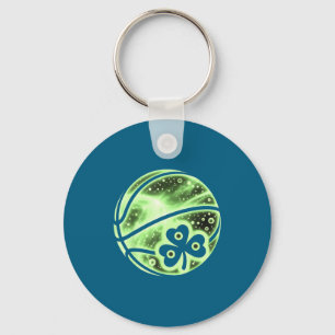 Basketball Irish Shamrock Lucky Clover Illustratio Key Ring