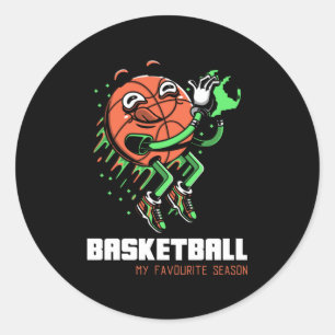Basketball Is My Favourite Season Cute Cartoon  Classic Round Sticker