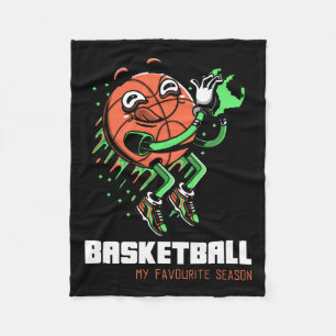 Basketball Is My Favourite Season Cute Cartoon  Fleece Blanket
