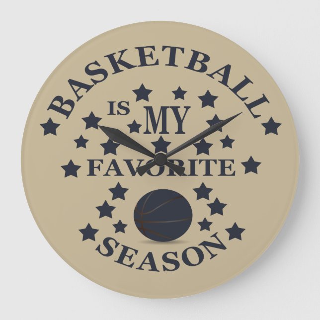 Basketball is my favourite season with blue ball large clock (Front)