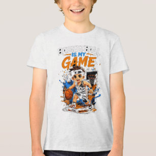 Basketball Is My Game Cool Sports Design for Kid Tri-Blend Shirt