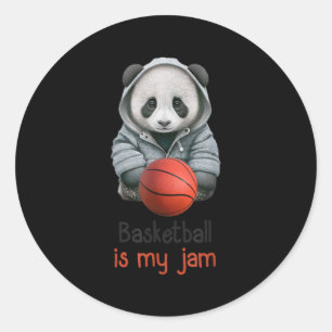 Basketball Is My Jam Panda Bear With Basketball Classic Round Sticker