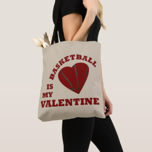 basketball is my valentine  tote bag