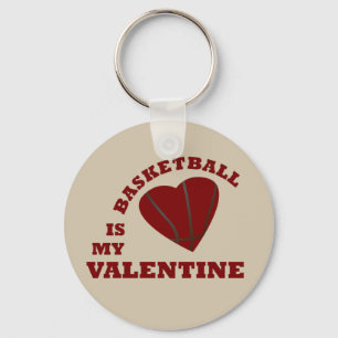 basketball is my valentine with red heart ball key ring