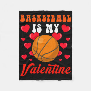 Basketball Is My Valentines Day Hearts Sport Lover Fleece Blanket