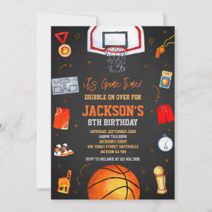 Basketball It's Game Time Sports Boy Birthday  Invitation