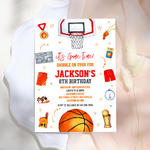 Basketball It's Game Time Sports Boy Birthday Invitation