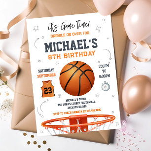 Basketball It's Game Time Sports Boy Birthday Invitation