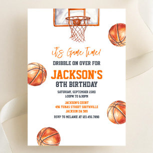 Basketball It's Game Time Sports Boy Birthday Invitation
