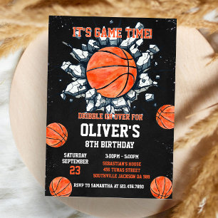 Basketball It's Game Time Sports Boy Birthday Invitation