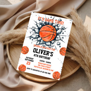 Basketball It's Game Time Sports Boy Birthday Invitation