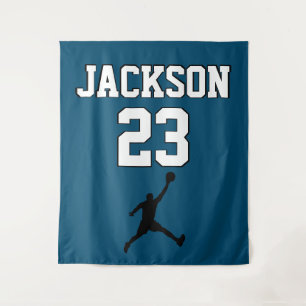 Basketball Jersey Backdrop Player Team Number Tapestry