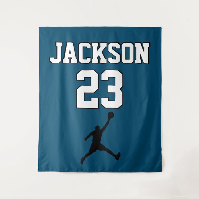 Basketball Jersey Backdrop | Player Team Number Tapestry (Front)